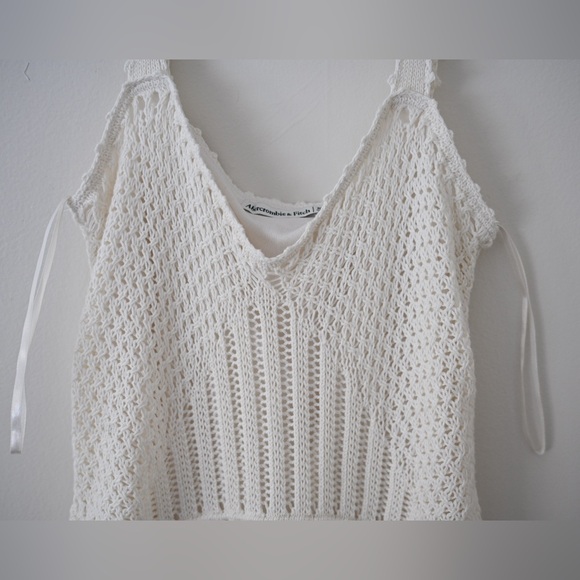 Abercrombie & Fitch Cream Crochet Knit Dress Boho Midi Size M (Tall) - Like New! - Picture 8 of 15